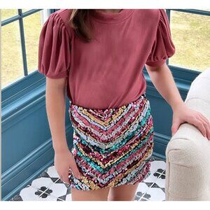 NWT Be Elizabeth by James and Lottie Skirt Girls 10 Multicolor Sequin Zipper
